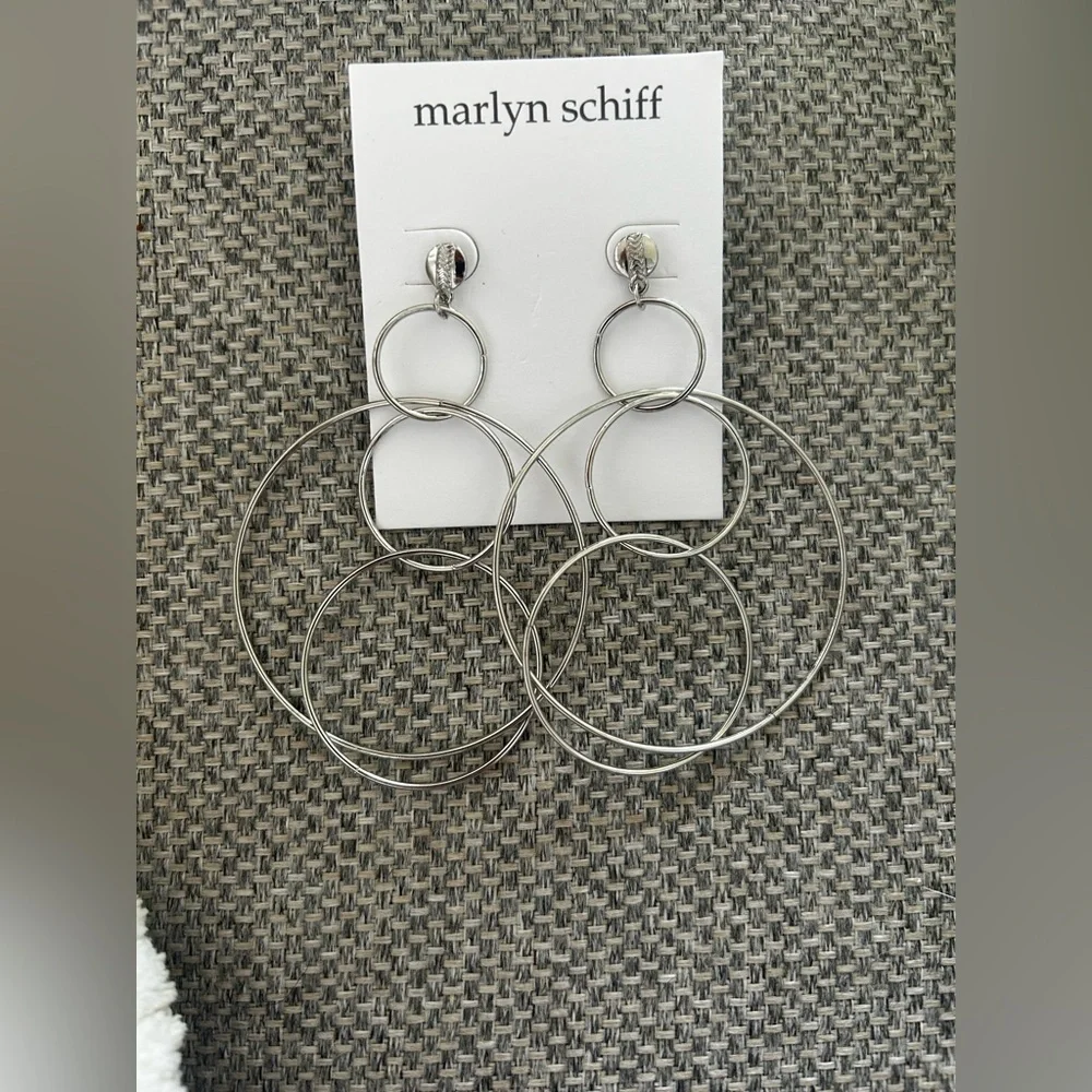 Marlyn Schiff Silver Multi Hoop Statement Earrings
